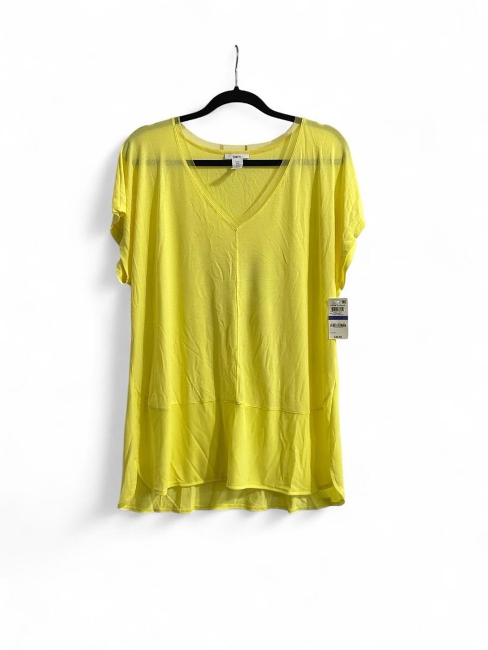 Bar III Bright Lemon Verbana V-Neck Short Sleeve Tunic